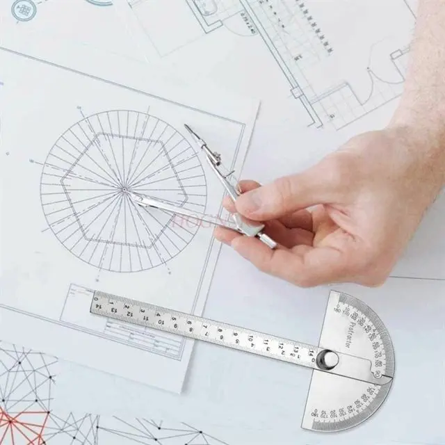 1개 180도 각도기 금속 각도 측정기 고니오미터 각도자