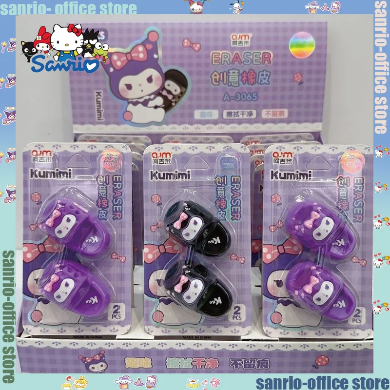 new-sanrio-kuromi-slipper-erasers-18pcs-boxed-creative-pencils-erasers-school-supplies-students-stationery-wholesale