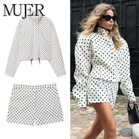 MUJER Polka Dot Mini Shorts for Women Fitness Bermuda Shorts Woman High Waist Short Women's Shorts Sets Holiday Casual Shorts