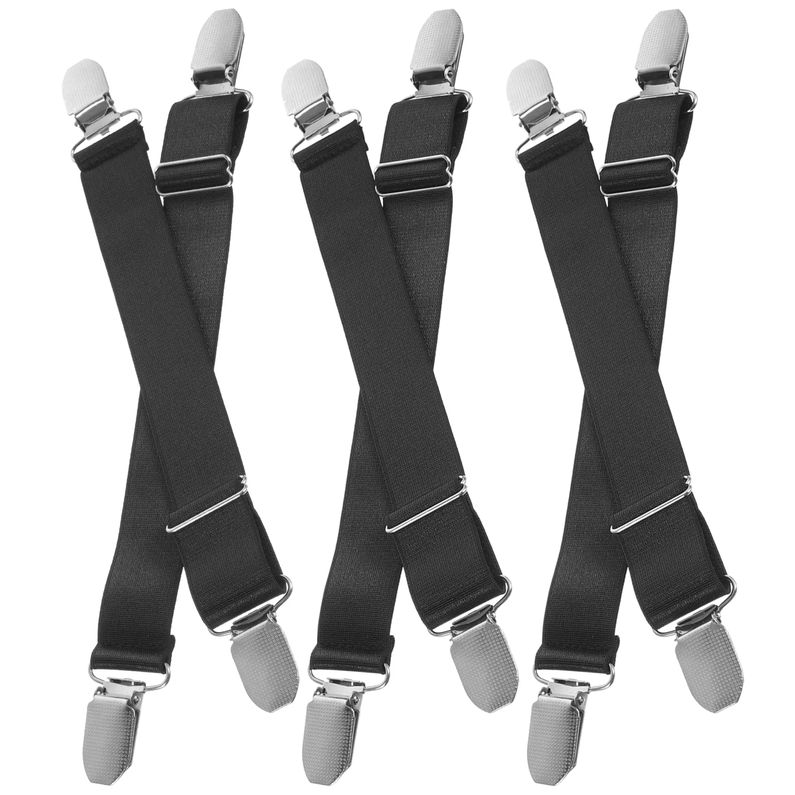 6 Pcs Boot Clip Motorcycle Riding Pant Leg Tie Straps Cargo Loop Jean Top Ring Rope Elastic Miss Black