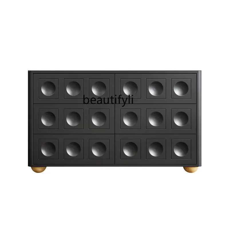 

Designer Chinese Style Bed & Breakfast Furniture Black Living Room Solid Wood Bedroom Stone Plate Chest of Drawers TV Cabinet
