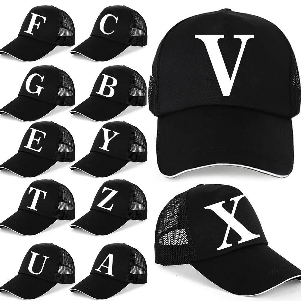 

Baseball Caps Men Snapback Hip Hop Hats White Letter Patch Streetwear Lovers' Trucker Caps Women Breathable Mesh Visor Bones