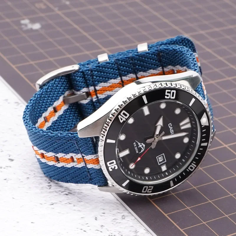 Quick Release Nylon Weave Stripe Watch Band, Sport Wrist Bracelet