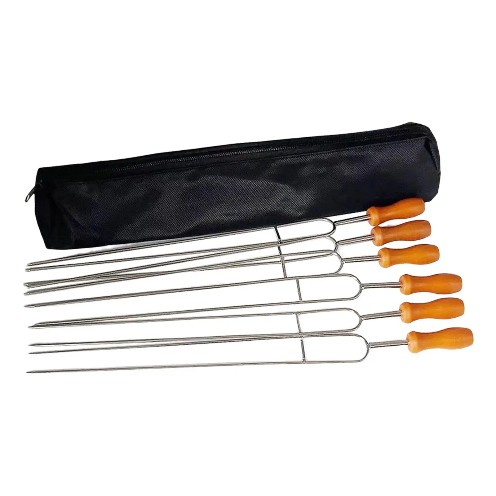 

6Pcs Roasting Sticks BBQ Skewers U Shape Barbecue Forks Stainless Steel Camping Long Fork for Party Campfire Grilling Picnic