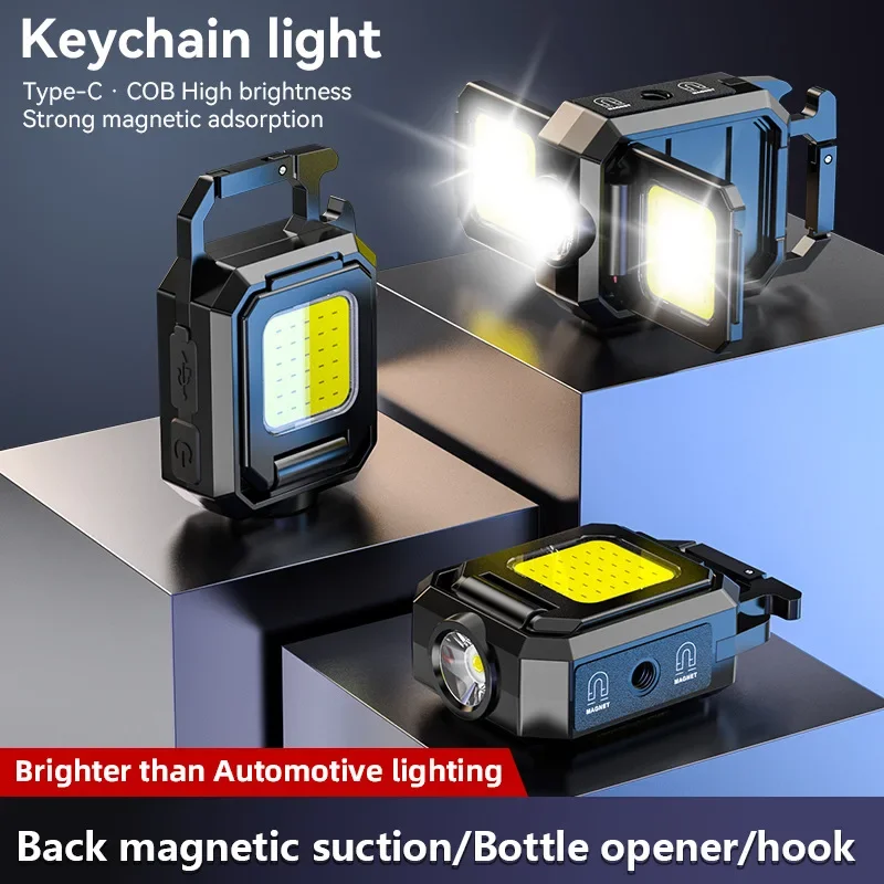 Mini Flashlight 1000MAH Multi-Function Key Dual light Source Bright Emergency Work light High Brightness Climbing Camping Light