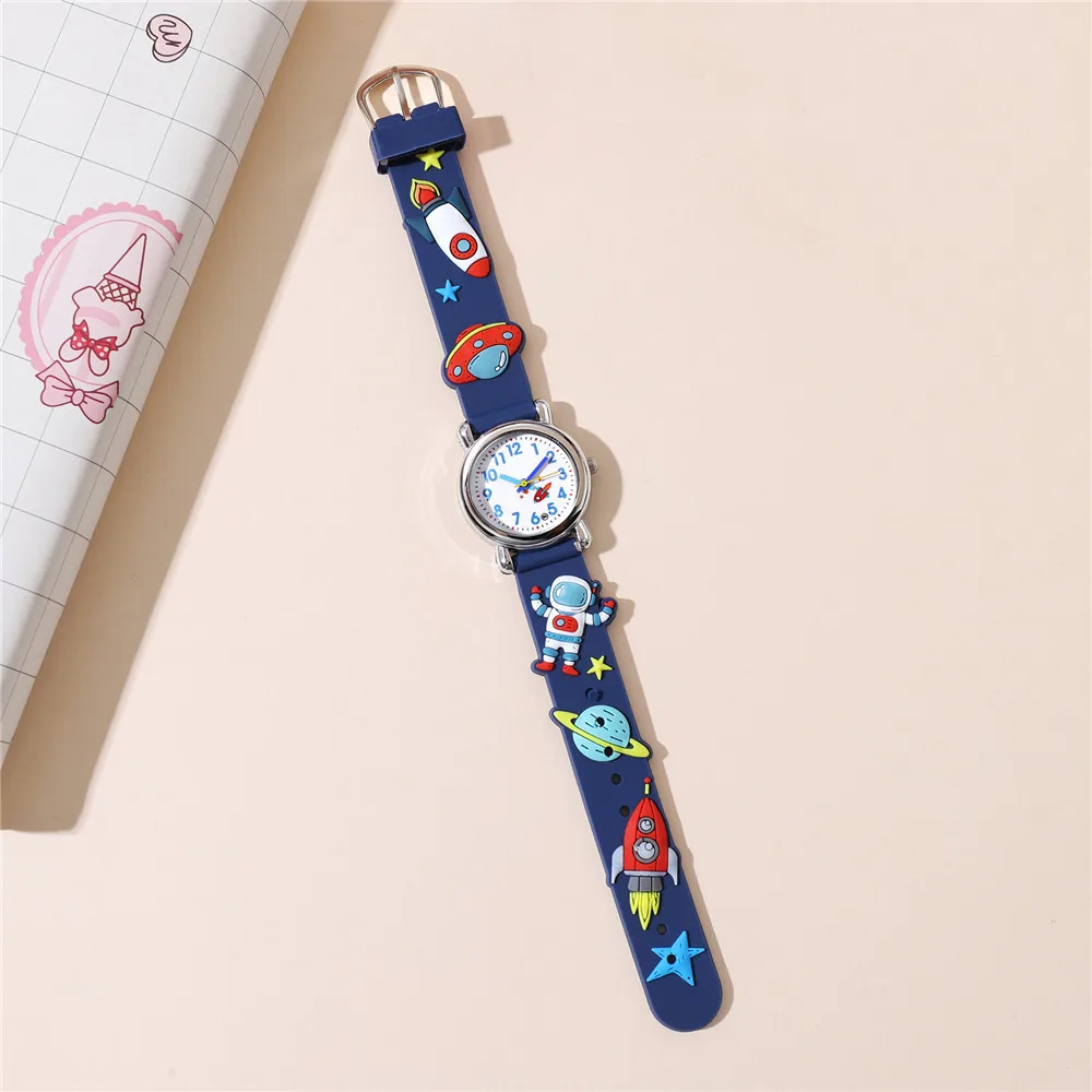 New Kids fashion Watches Astronaut Pattern Series Children's wristwatch Color Plastic tape Boy Girl Student Gift Watch