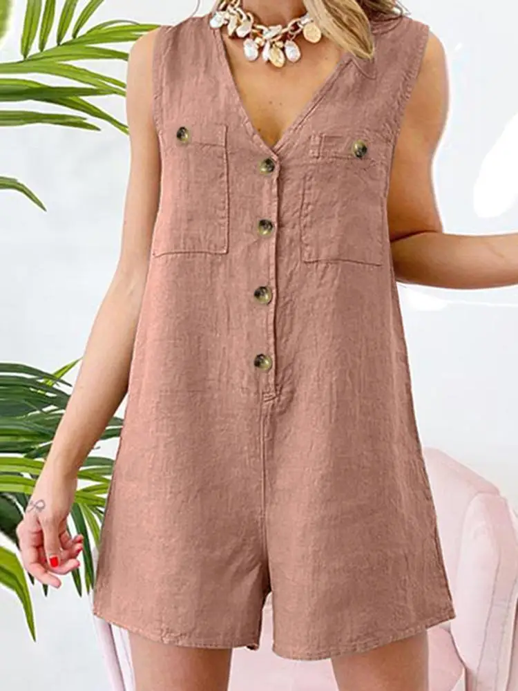 Women Casual Short Jumpsuit Sleeveless Rompers 2023 Summer Jumpsuits Loose Harajuku Oversized Shorts Overalls Womens Clothing