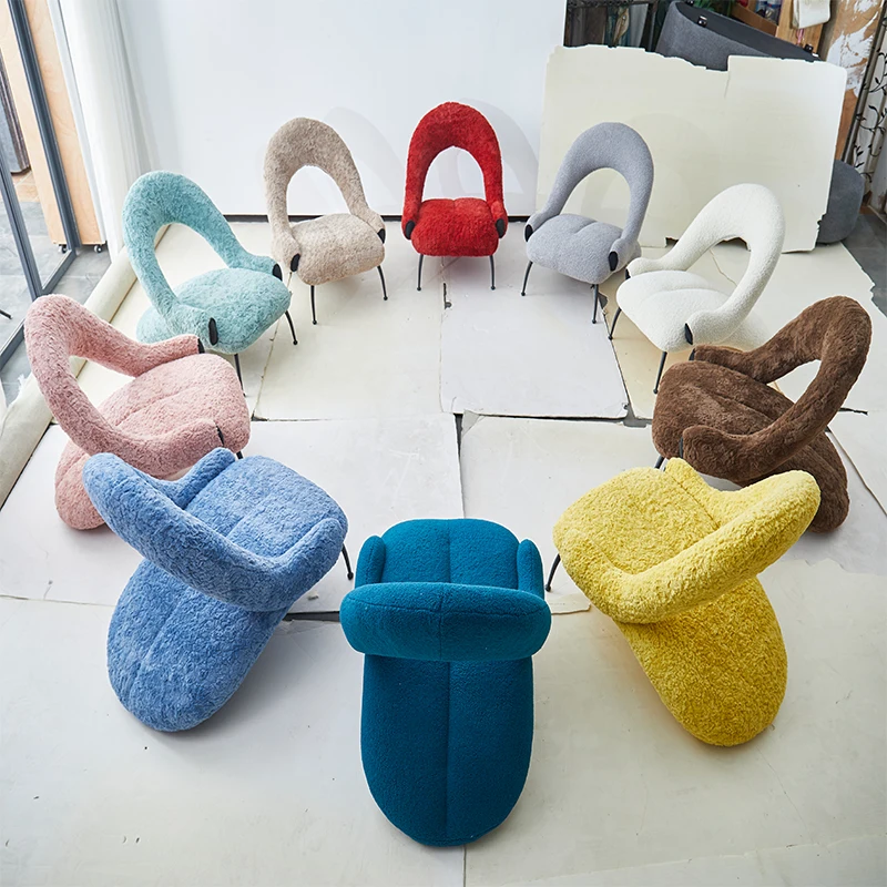 

Luxury single person sofa, leisure chair, lamb plush chair, modern minimalist discussion on living room