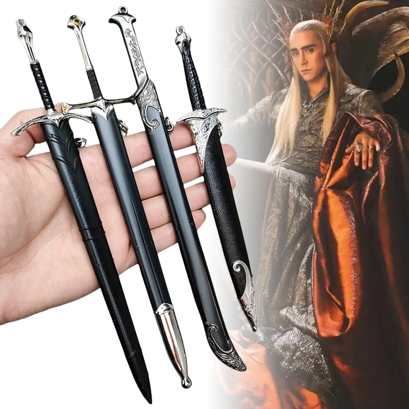 Cosplay Sword Cosplay Toy Cosplay Prop 22cm Baggins Katana Ring Aragorn Sword Metal Ninja Knife Medieval Glamdring Narthil Sword Real Japanese Katana Samurai Sabre