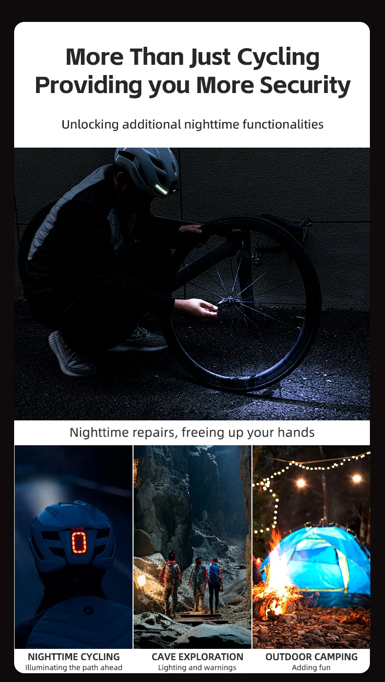 Bike Headlamp Cycling Helmet Ultralight Type-C Charging Bicycle Light Helmet Spo