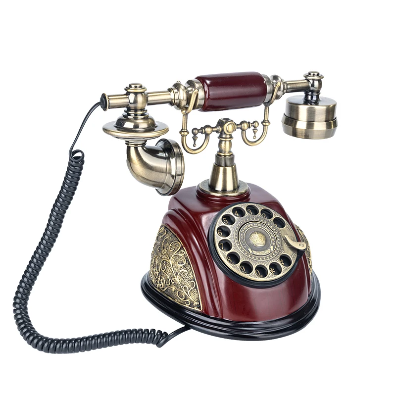 European style retro plug-in telephone, old-fashioned mechanical rotary dial dial telephone, home nostalgic phone