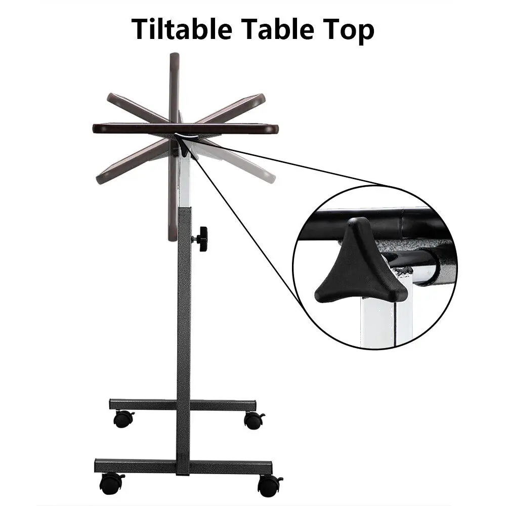 Medical Bed Tray Overbed Table Rolling Tray Bed Side Table for Laptop Eating US 2