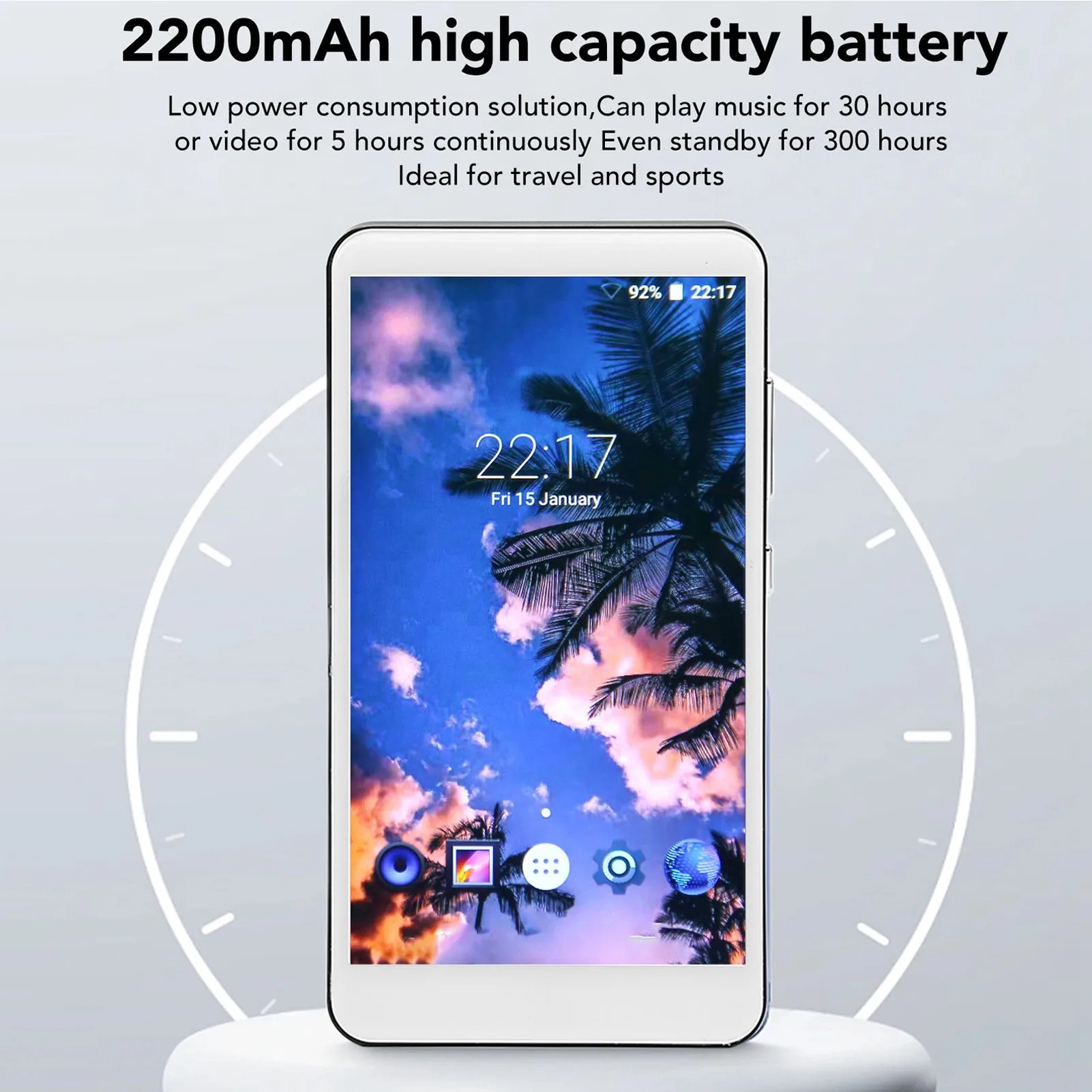 Music Player Noise Reduction MP4 Player 2200mAh 5.0 Inch Full Touch HD Screen Support Photo with Bluetooth and WiFi for Travel