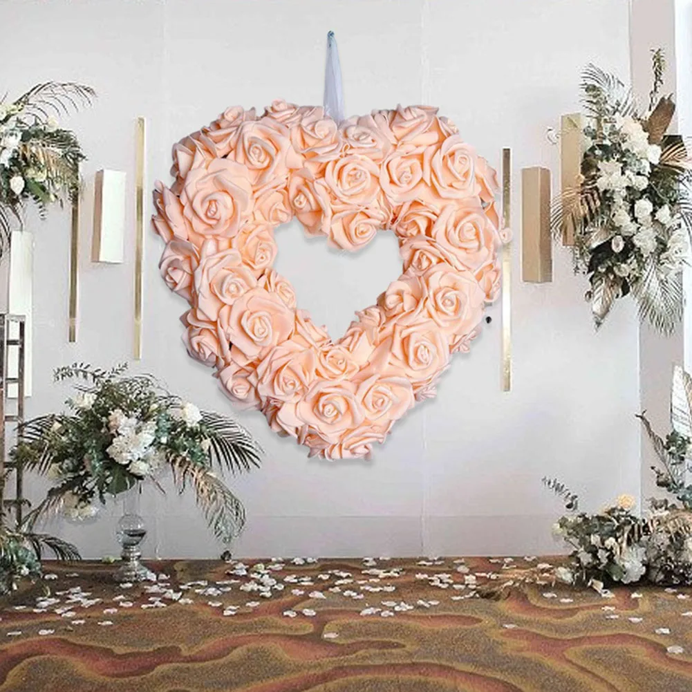 

Flower Garland Valentine's Day Love Garland Door Hanging Wedding Party Scene Decoration Artificial Wreath Door Wall Hanging