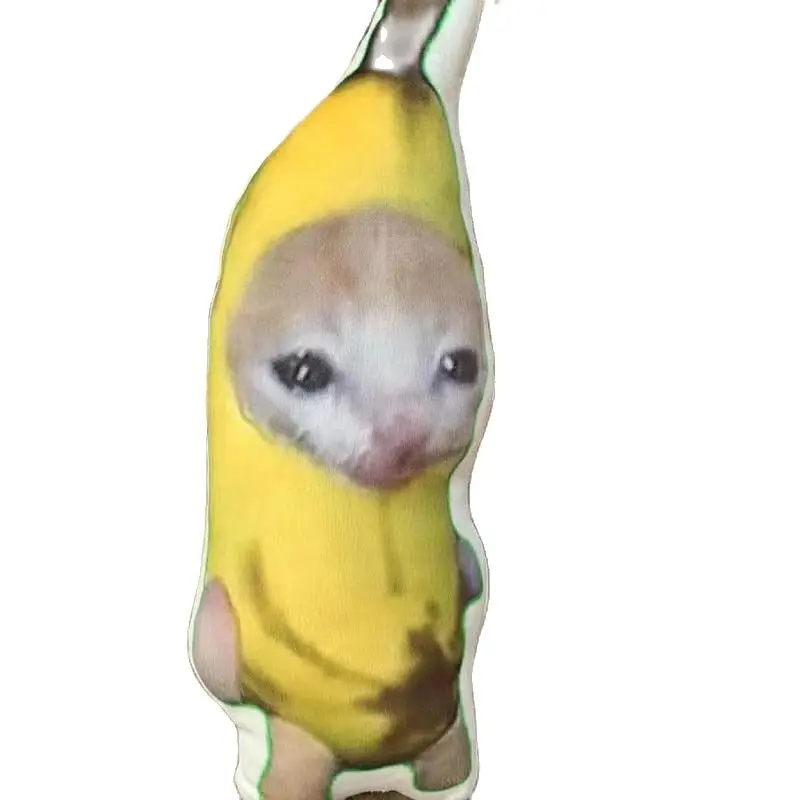 Creative Happy Cat Crying Banana Cat Stuffed Plush Key Keychain Plush Toy Sad Cry Bananacat Funny Meme Banana Cat