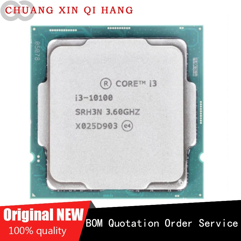 Utilizzato Per I3 10100 Processore Cpu Intel Core I3-10100 3.6Ghz 4-Core8-Thread L2 = 1M L3 = 6M 65W Lga 1200 Originale Originale Adatto