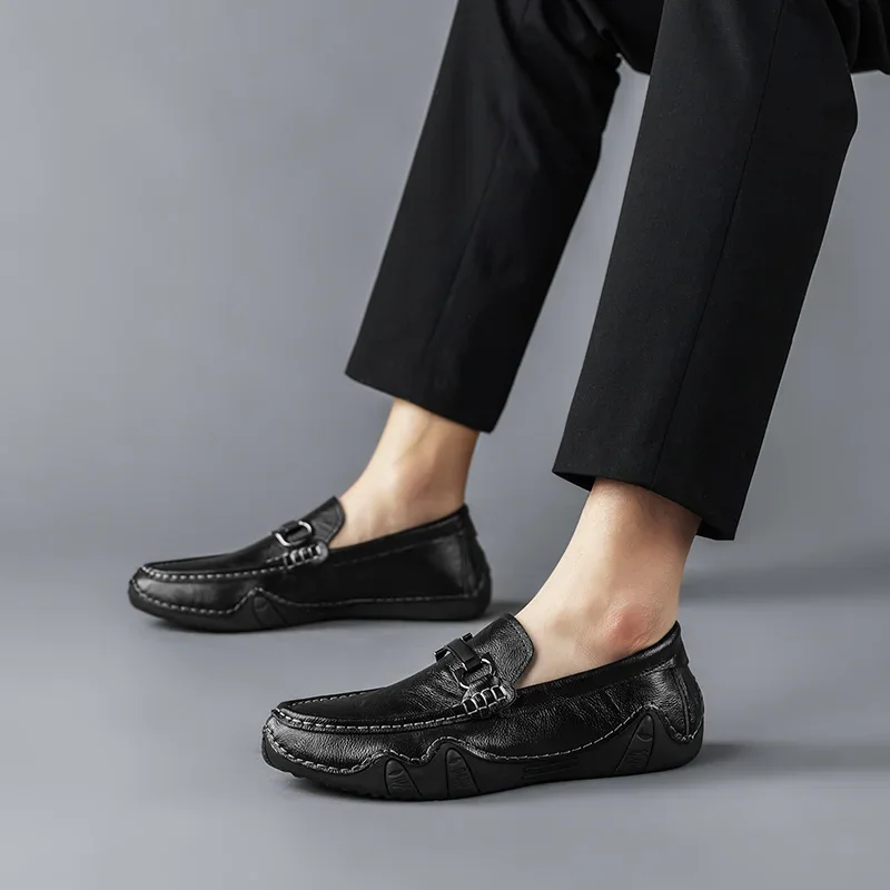 Casual Handmade Leather Shoes Summer Man Sneakers Fashion Loafers Business Casual Size 38-46