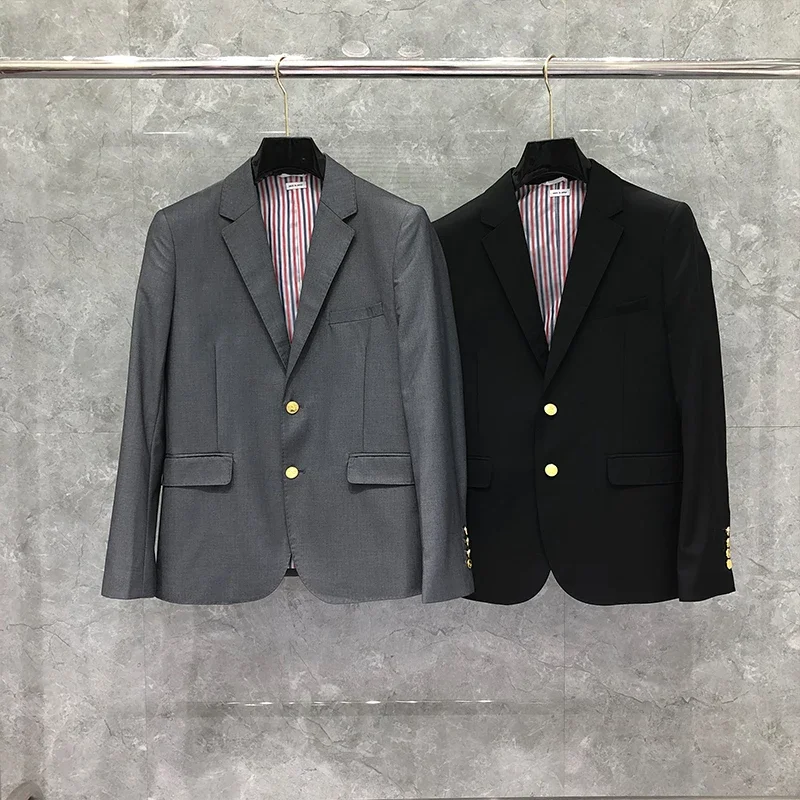 

24ss New In Male Suit Autunm Fashion Brand Blazers Classic Wide Lapel Solid Formal Coat Gold Buttons Formal Man Jacket Suits