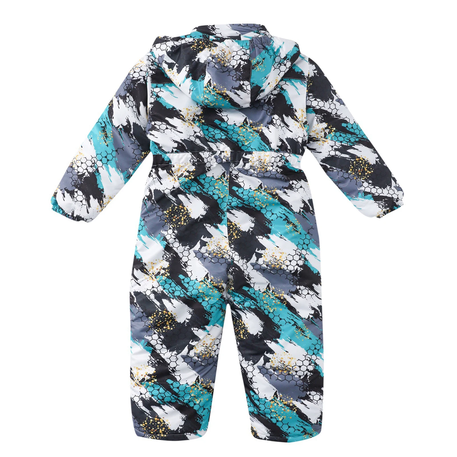 Kids Ski Suits One-piece Boys Girls Hooded Jumpsuit Winter Printed Waterproof Windproof Children's Warm Snowboarding Wear
