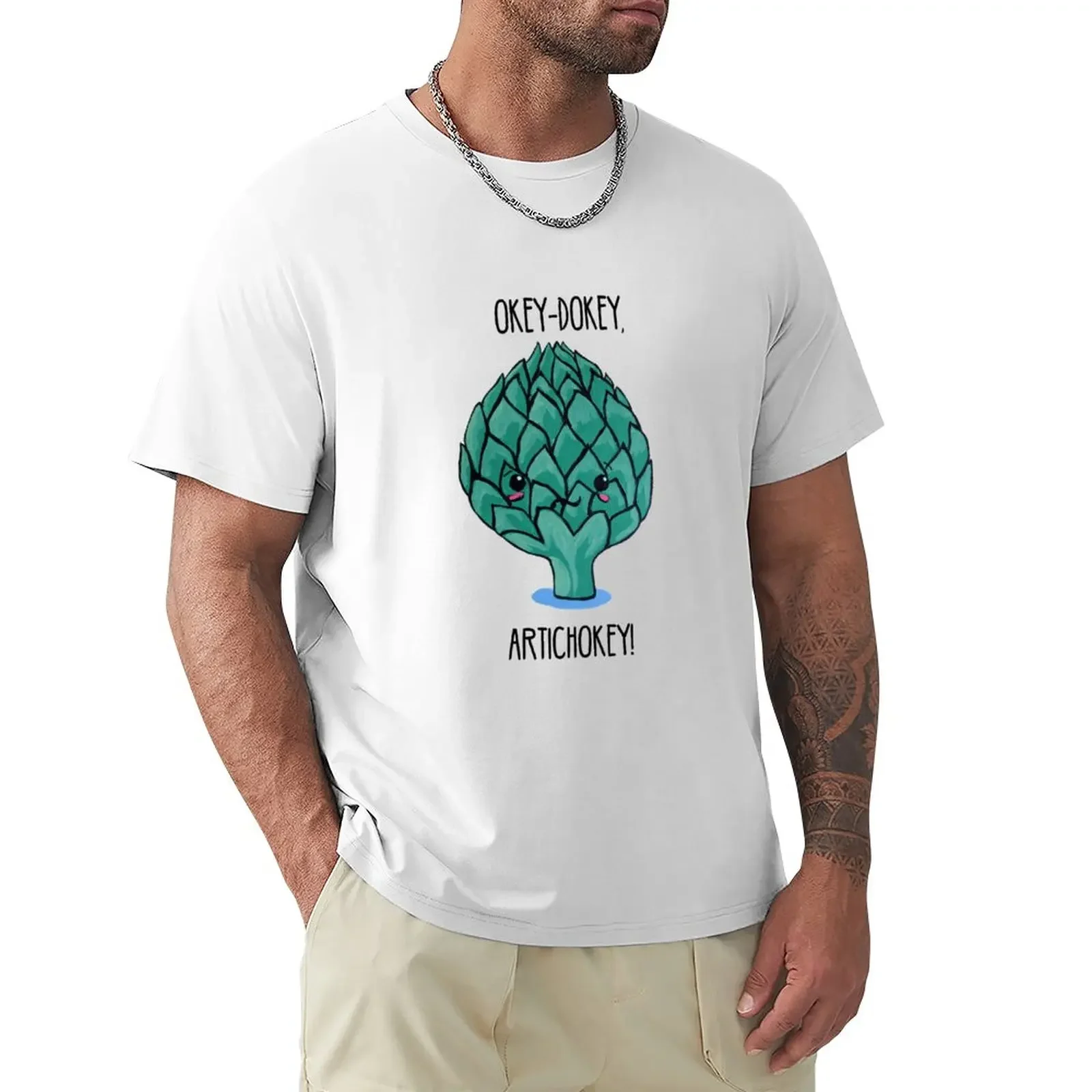 

Punny Artichoke: Okey-Dokey Artichokey! T-Shirt customizeds summer top mens t shirt customs plus size tops Short sleeve tee men