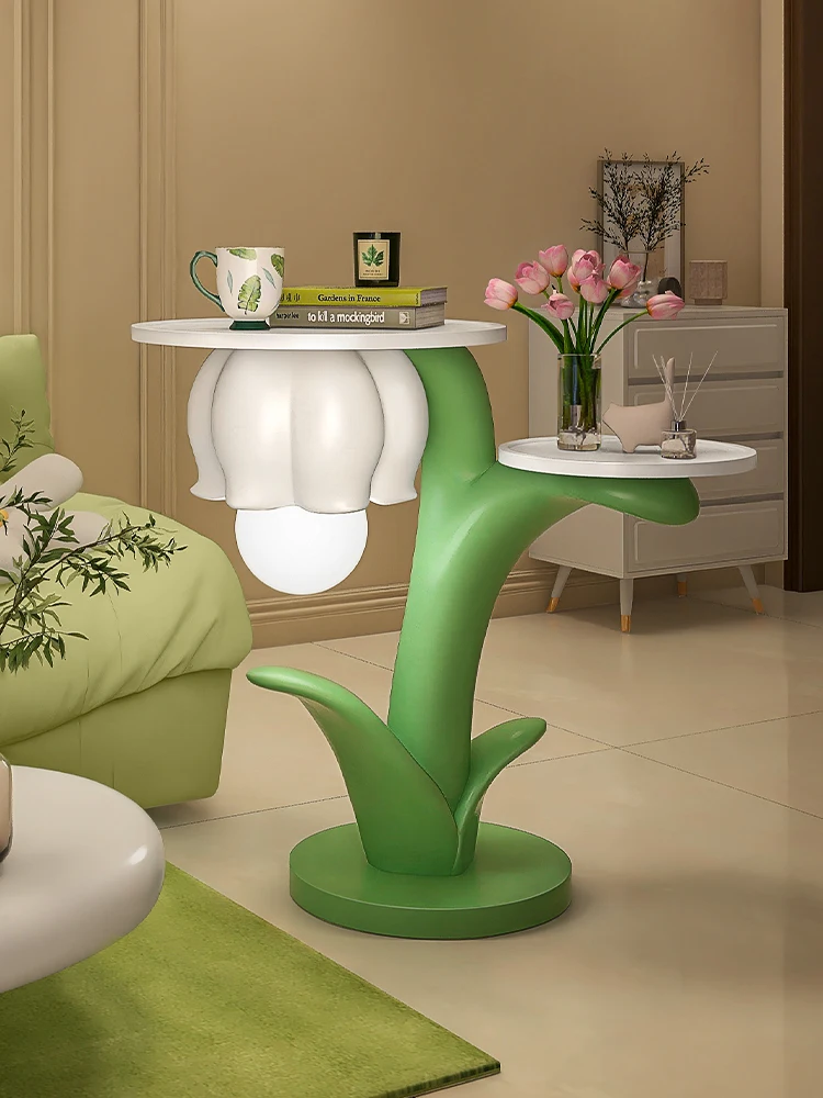 Creative flower side table coffee table living room 2024 new small household ornaments cream style cute sofa sideboard