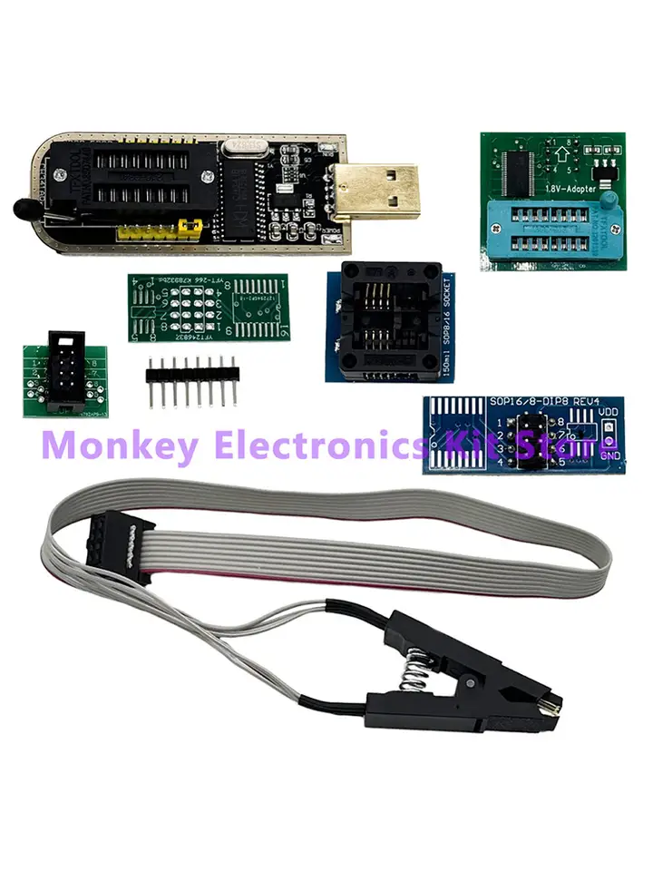CH341A/B Programmer adapter+SOP8 clip+SOIC8 adapter with cable+1.8V adapter CH341A EEPROM Flash BIOS USB programmer ZIF adapter image 6