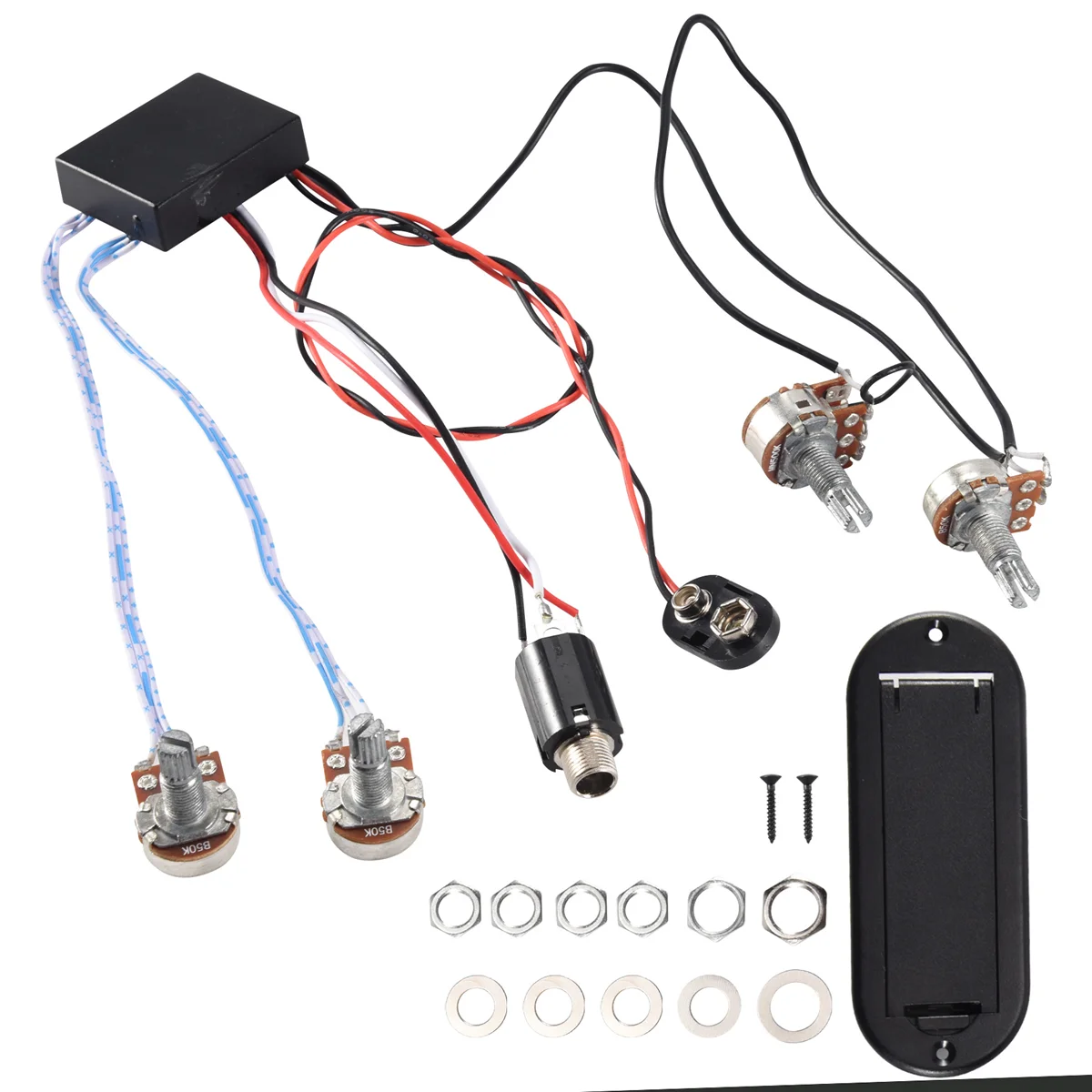 2 Band Active Bass Guitar EQ Equalizer Preamp Circuit Pickup Black 3