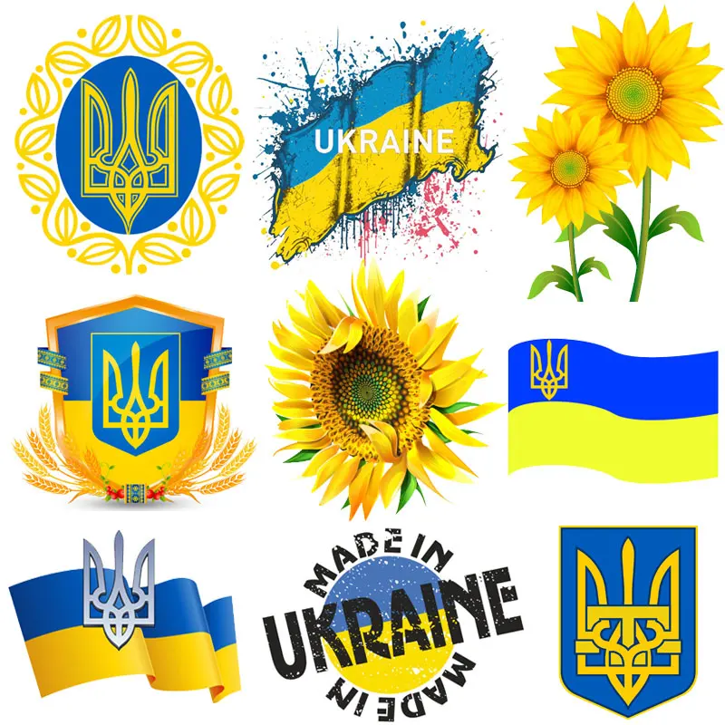 

Новая наклейка с эмблемой Украины, термонаклейки с подсолнухами для одежды, наклейка с неrainian флагом, наклейка на одежду, аппликация для фут...