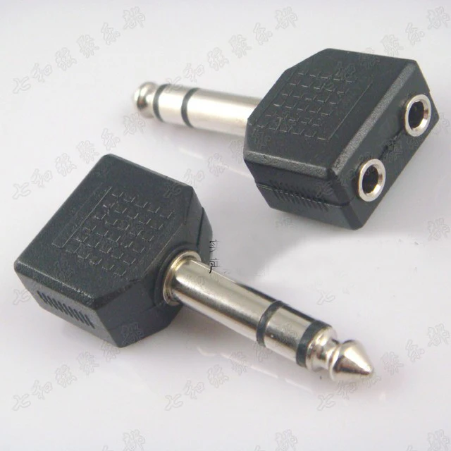 

2 Pcs 6.35mm Stereo Plug Male To 2 x 3.5mm Female Jack Audio Adapter guitar part (ZJT-1D-2X)