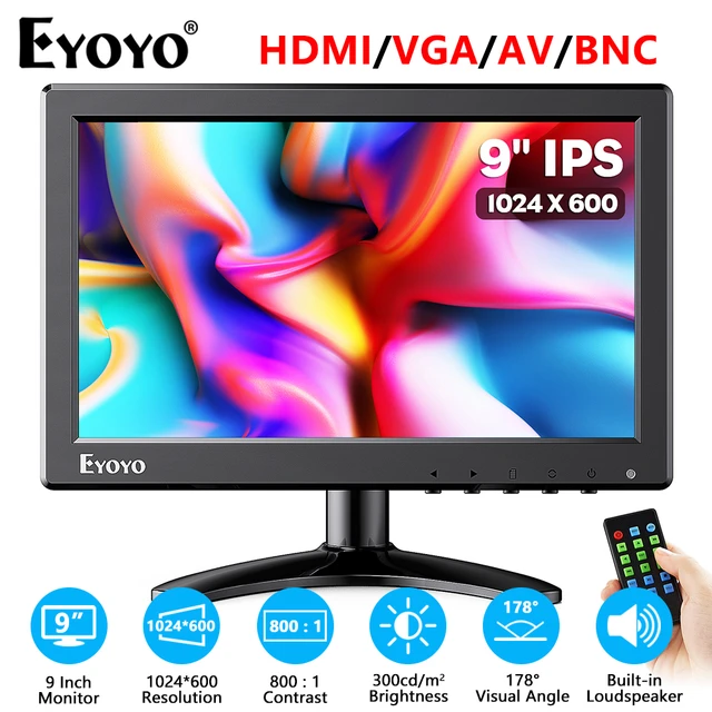 Eyoyo-Moniteur de sécurité CCTV 10 pouces, écran LCD IPS 4:3, 1024x768,  petit écran TV pour ordinateur avec entrée HDMI BNC VGA AV USB - AliExpress