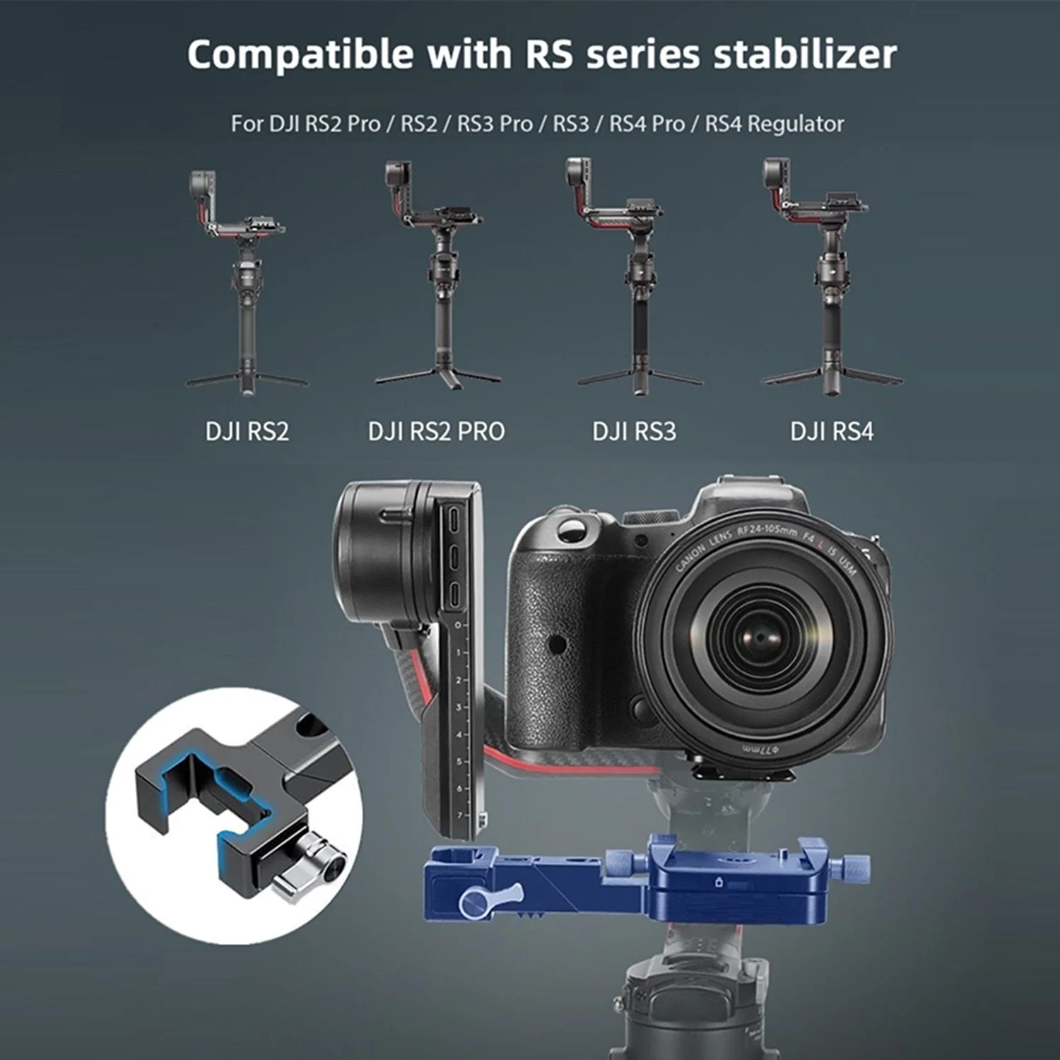 Vertical Camera Mount with 180°Rotating Base for DJI RS4 RS3Pro