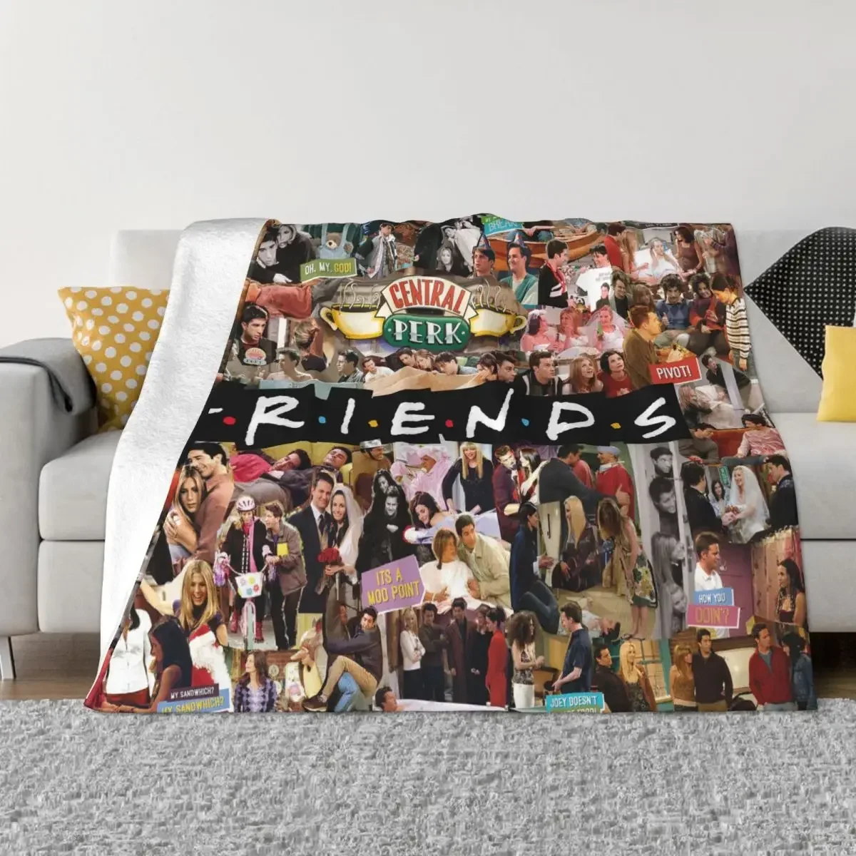 Friends TV 쇼 콜라주 담요, 아메리칸 레이첼 플란넬, 재미있는 따뜻한 던지기 담요, 침구 라운지, 여름
