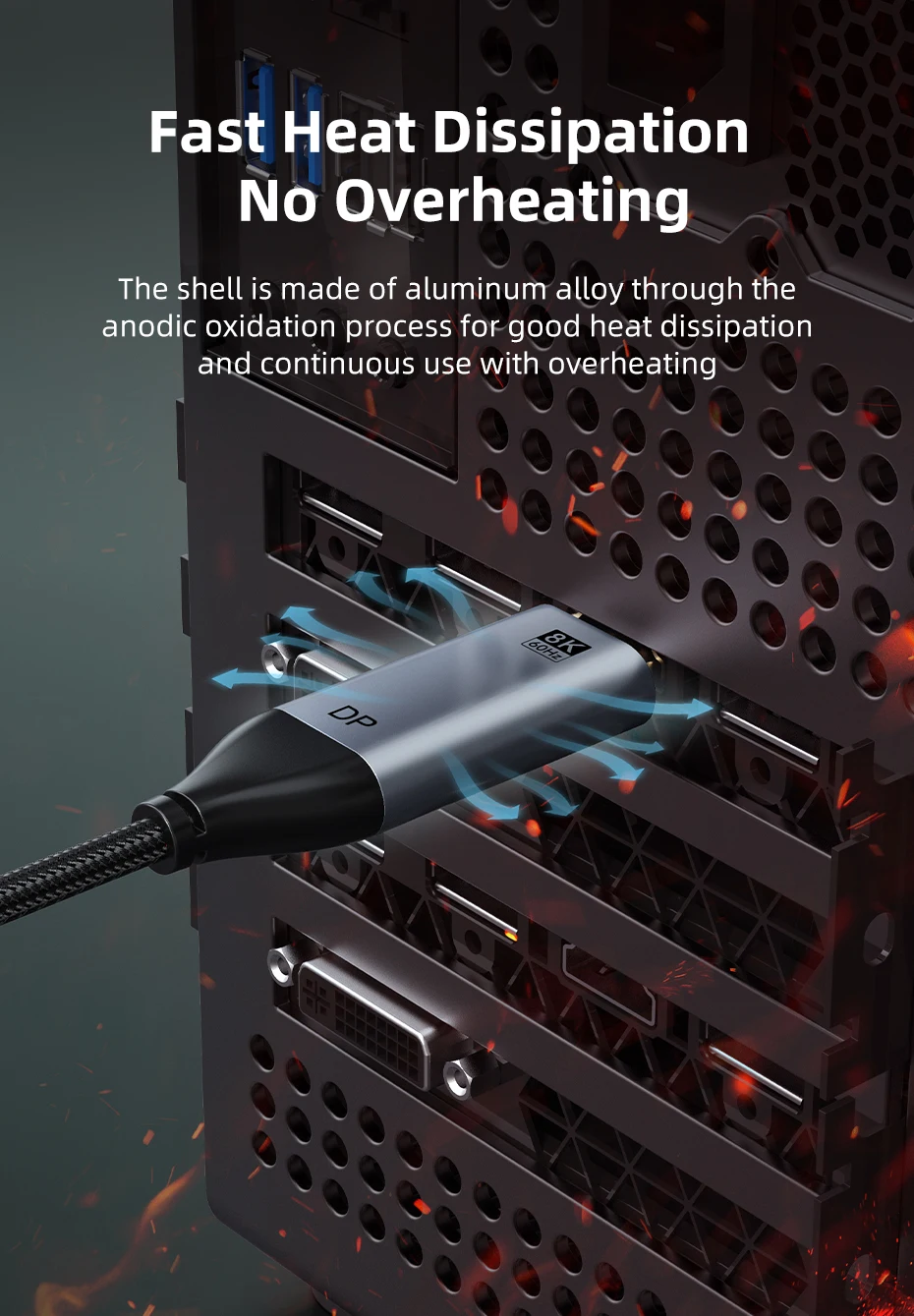 Cabletime USB-C to DisplayPort Cable 8K 60Hz DP 1.4