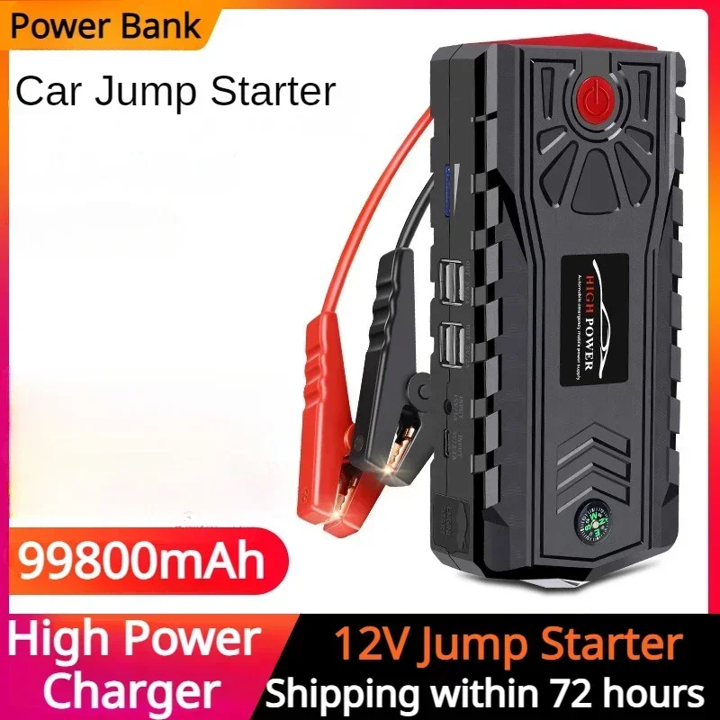 

Car Battery Jump Starter Booster 12V Power Bank 99800mAh Portable Automotive Starter Starting Auxiliary Air Compressor For Tires