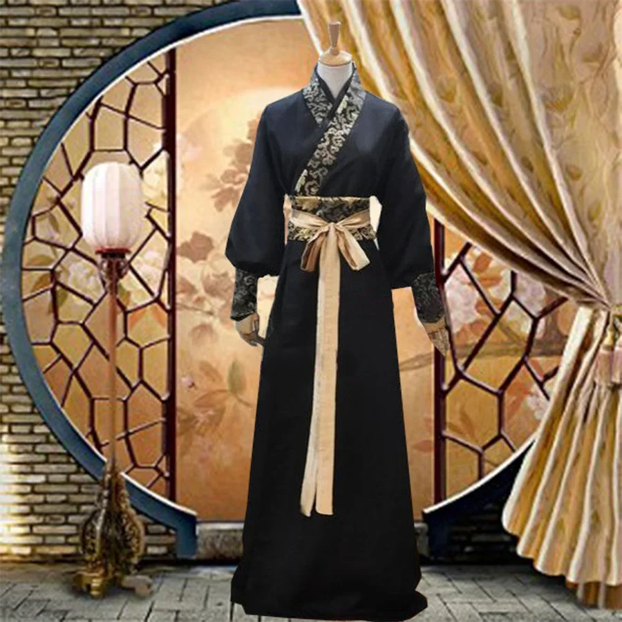 Hanfu Tradicional Chino Para Hombre – Unisex, Tallas S A 3XL, Negro O Rojo, Ideal Para Fiestas Temáticas Y Sesiones De Fotos