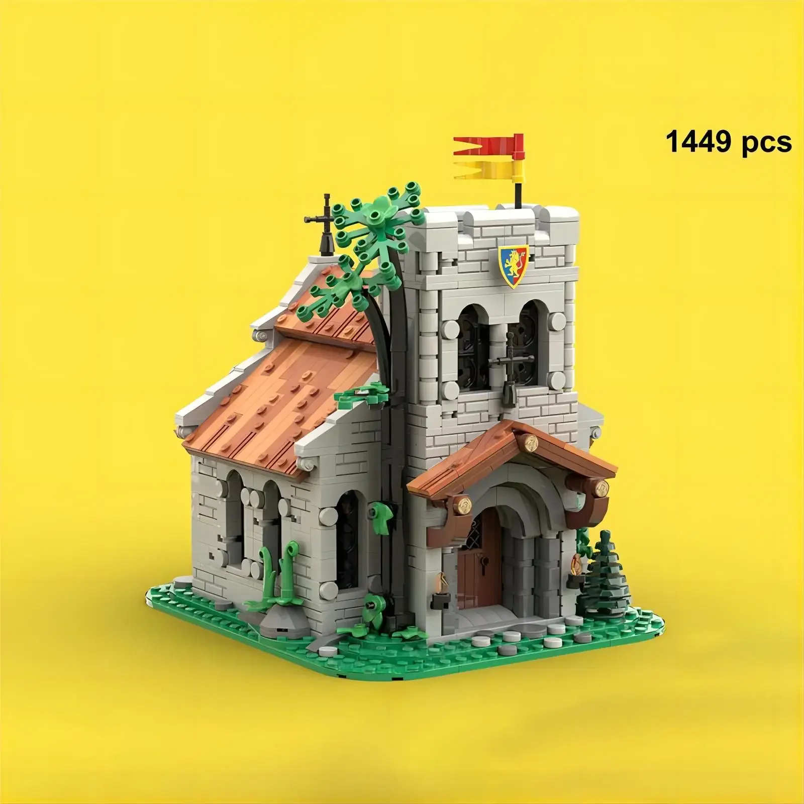 

MOC-Medieval Lion Knights Church Castle, DIY Model Building Blocks, 10305 Architecture Bricks, Creative Kids Toys, Xmas Gifts