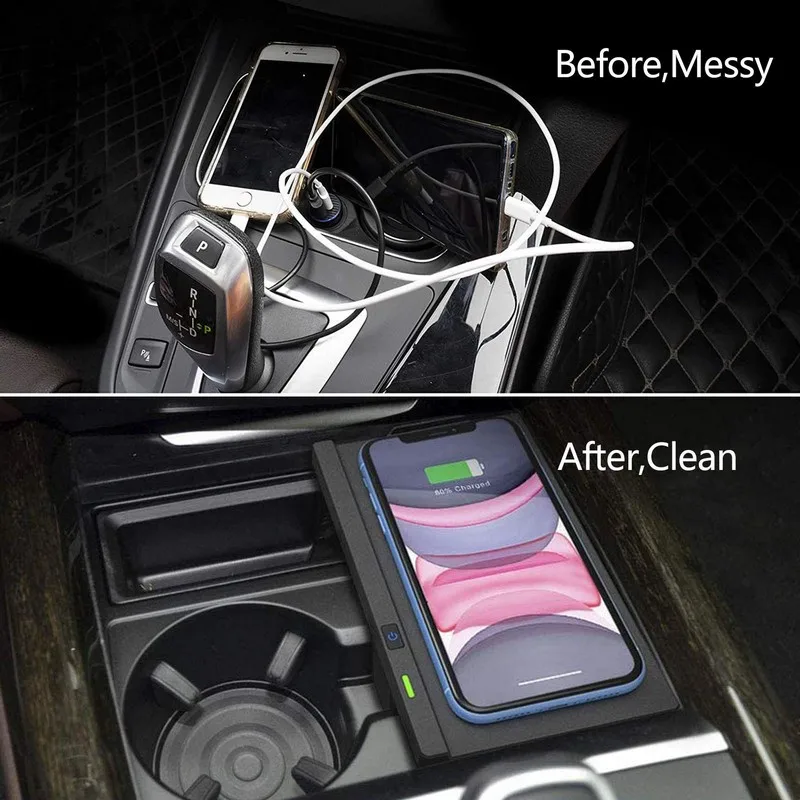 15W Car Wireless Charging for BMW X5 X6 F15 F85 F16 2014~2019 2015 Phone Fast Charger Charging Pad Plate Panel Station iPhone