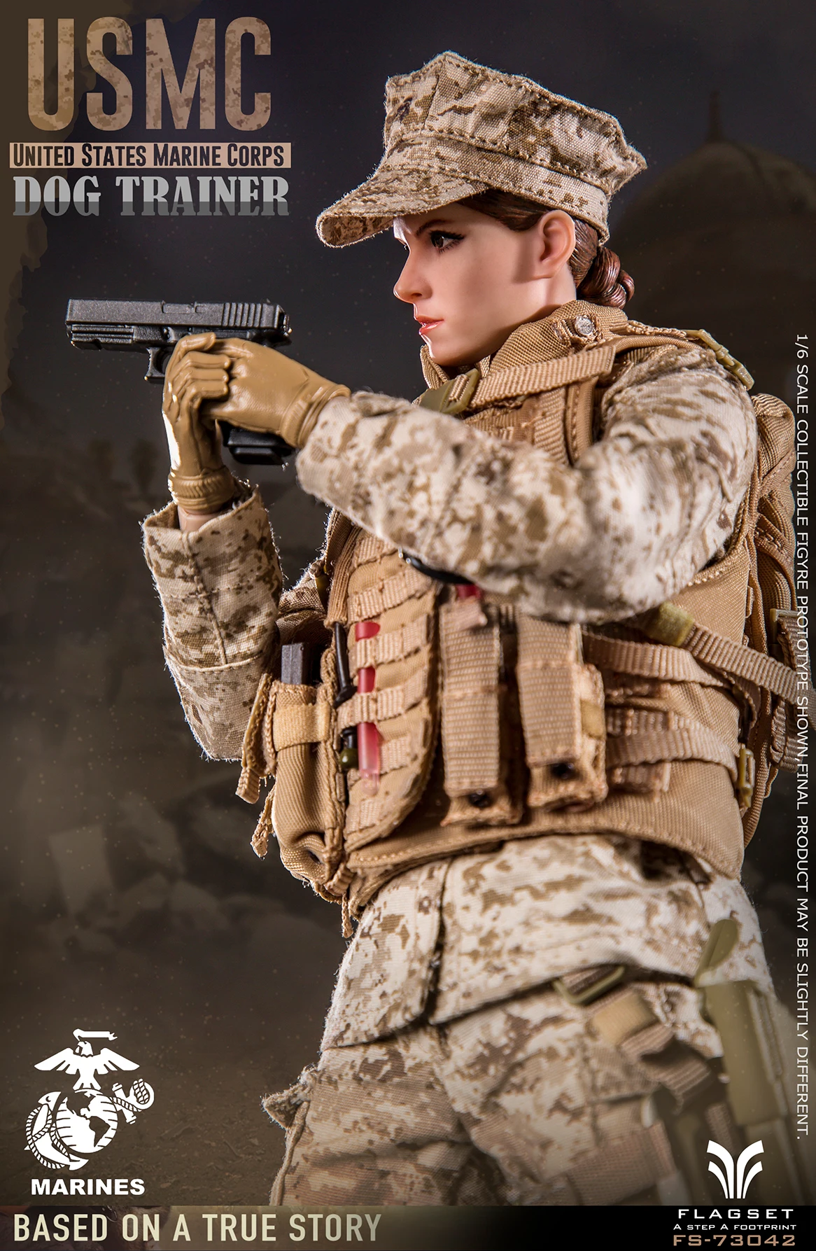 Viikondo 1/6 Action Figure 12'' Toy Soldier Female Usmc Dog