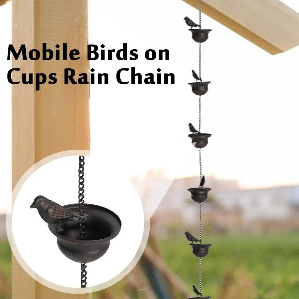 2.4M Mobile Birds Outdoor Rain Chain Outdoor Hanging Decorative Chain Rainwater Collection Drainage System Decoration Lanyards