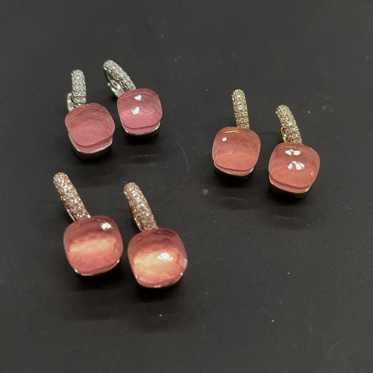 Classic Candy Color Earrings Inlay Transparent Zircon 27Colors Crystal Earrings Platinum Plated Fashion Jewelry For Women