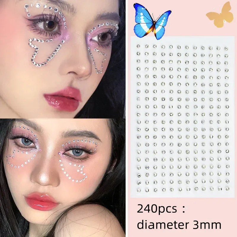 Face Tattoo Eyeshadow Stickers Nail Stickers 3D Pearl Face Jewels Diamond Decoration Self Adhesive Body Brow Makeup DIY Beauty tattoo sticker,makeup stickers,makeup accessories