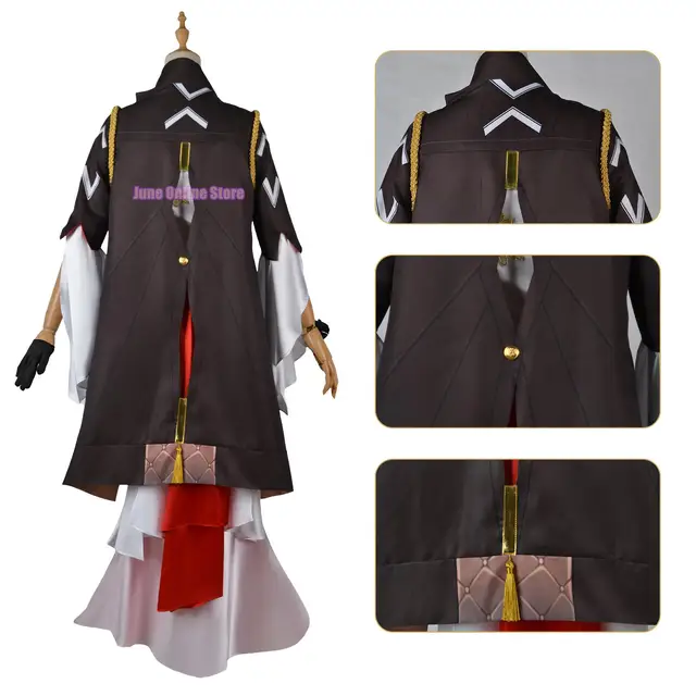Honkai Star Rail Cosplay Costume Game Honkai Himeko Cosplay Costume Sexy Evening Dress For Woman Red Buckle Cospaly Wig - Image 3