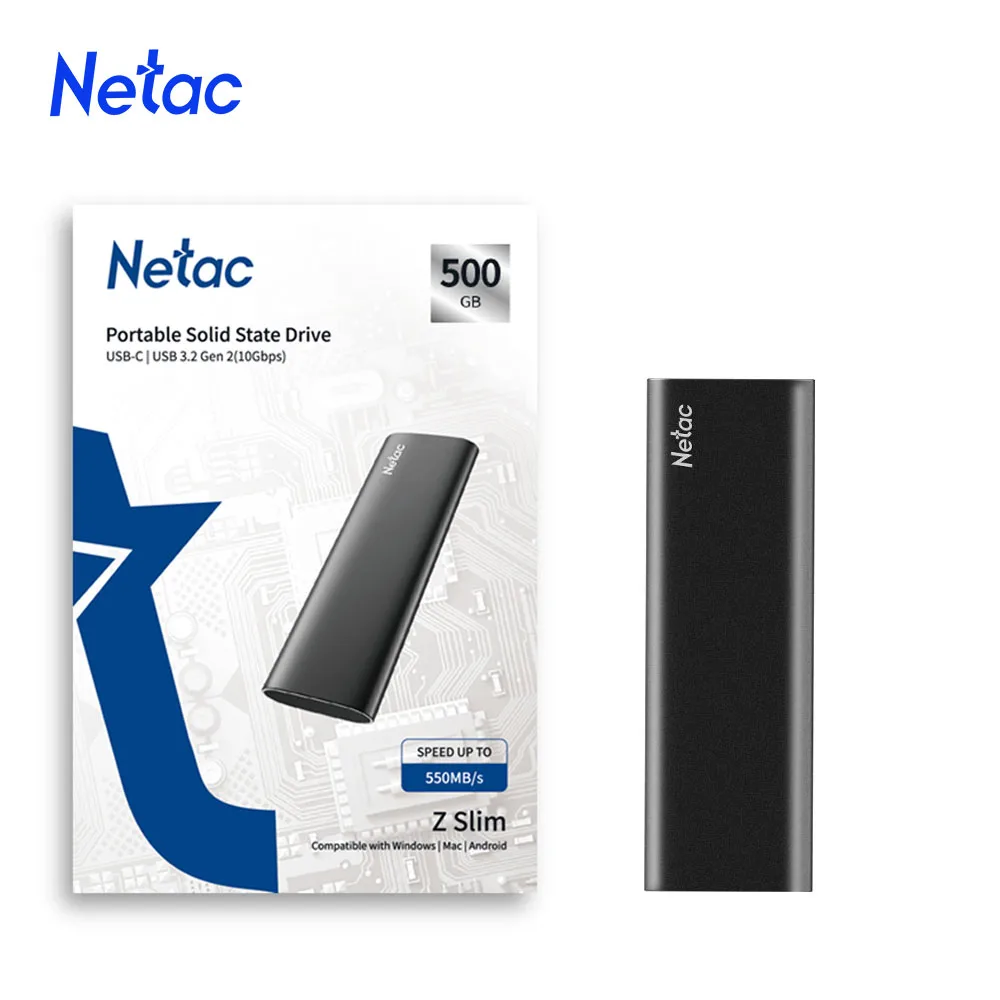 Netac External Portable SSD 250GB 500GB 1TB 2TB SSD Solid Hard Drive External USB 3.1 Type C For Laptop Businessman external hard drive