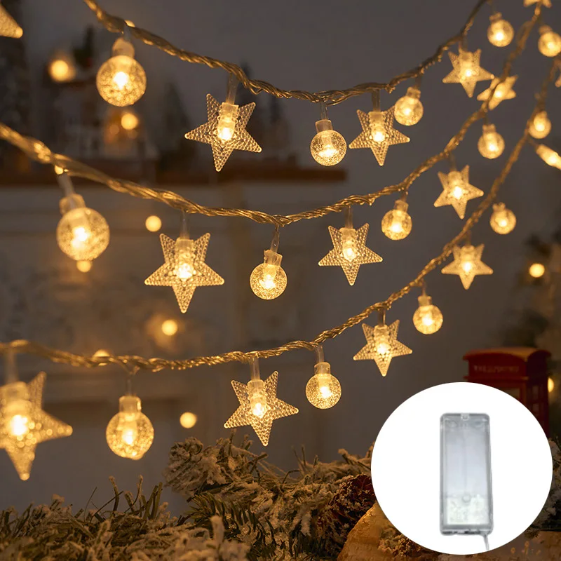 

USB/Battery Operated Star String Lights LED Fairy Lights Christmas Garland Decoration Wedding Party Curtain Lighting Home Decor