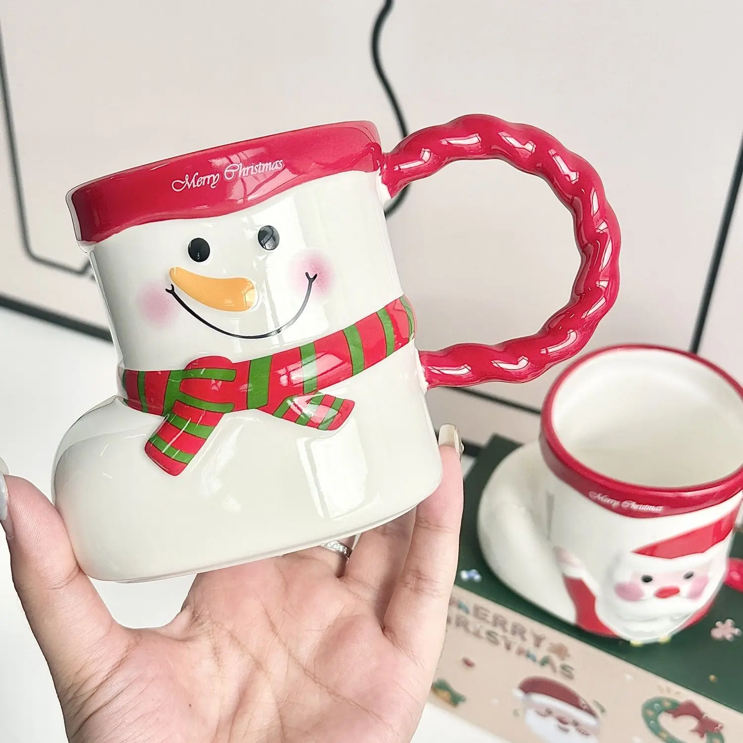 

Christmas Stockings Ceramic Mugs High-value Creative Coffee Milk Cups Gifts Home Office Delicate Water Cups Color Boxes