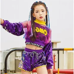Girl Jazz Stage Sequin Girl Jazz Dance Costume for Girls 3pcs Set Girl Jazz Dance Costume Children Street Hip hop Dance