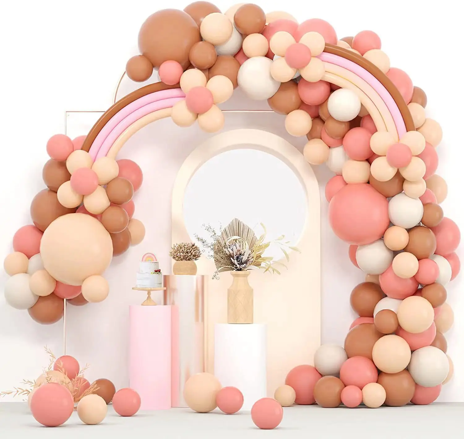 

160pcs Dusty Pink Rainbow Balloon Garland Arch Kit Wedding Birthday Balloons Decoration Party Kids Baby Shower Arch Balloon