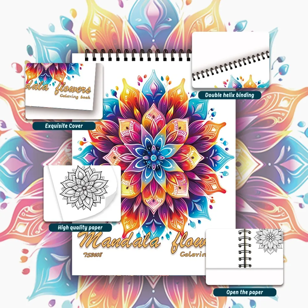 Spiral Coloring book -30 Sheets adult coloring book, 11.2 x 8.3 inches, 100g thick paper, drawing book, homecoming holiday gift 4