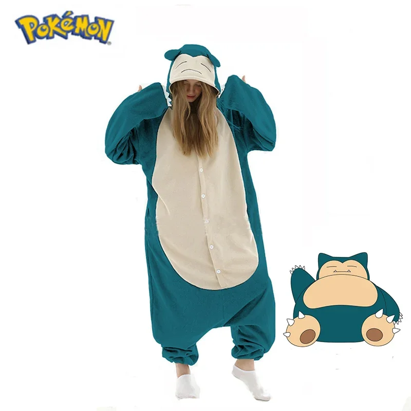 Snorlax Kigurumi Tutina Pokemon Costume Cosplay Per Halloween Fleece Full Body Pijama Natale Donna Anime Pigiama Intero