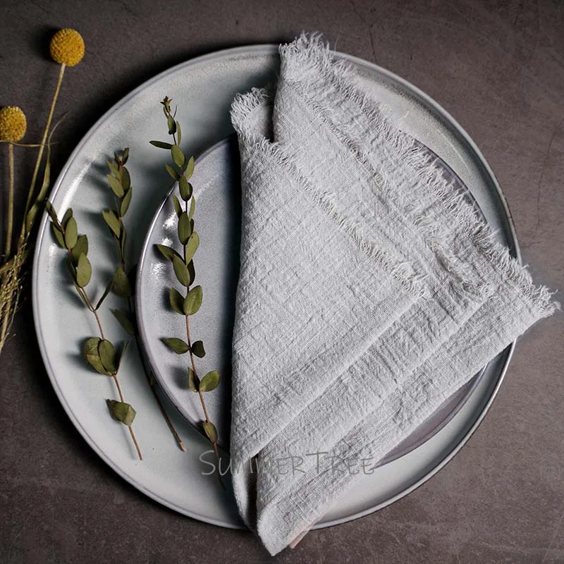Rustic Cotton Gauze Napkins - Vintage-Style Tea Towels for Elegant Table Decoration
